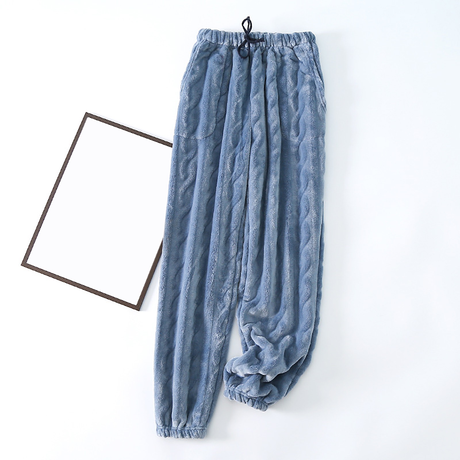 Luowei Womens Thermal Underwear Bottoms, Blue Fashion Elastic Legging Pants, Women's Pajama Pants Winter Coralline Warm Pants Flannel Home Pants Can Be Worn Outside, XXL